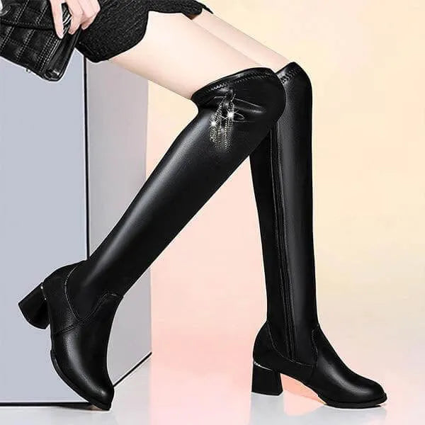 Élégance Haute™ |  Bottes en cuir chaudes pour femmes